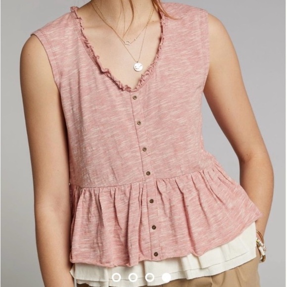 Anthropologie Red and Cream Babydoll Tank Top - Picture 2 of 9
